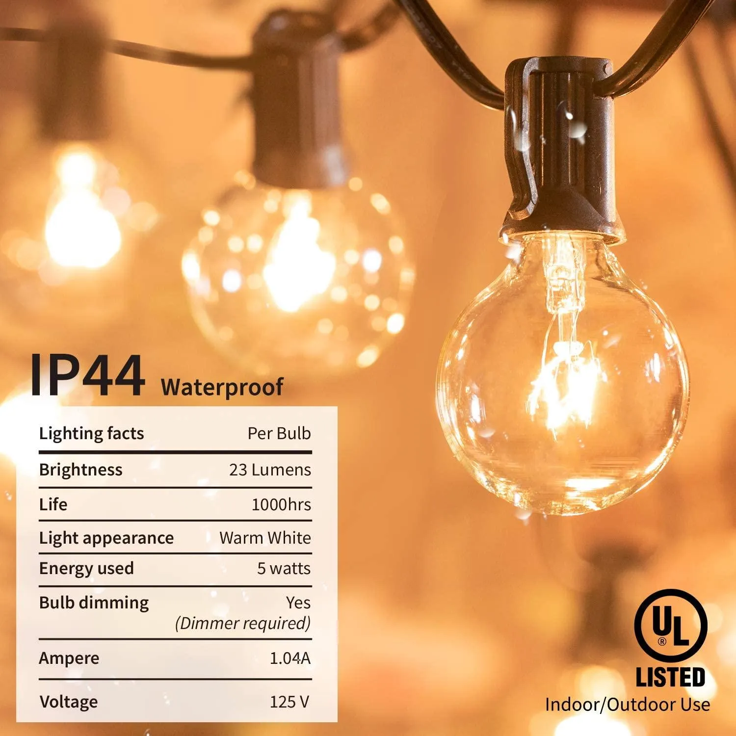 25Ft Globe String Light – Warm Outdoor Ambiance Lighting