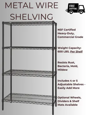 30 Inch Deep Metal Wire Shelving Unit