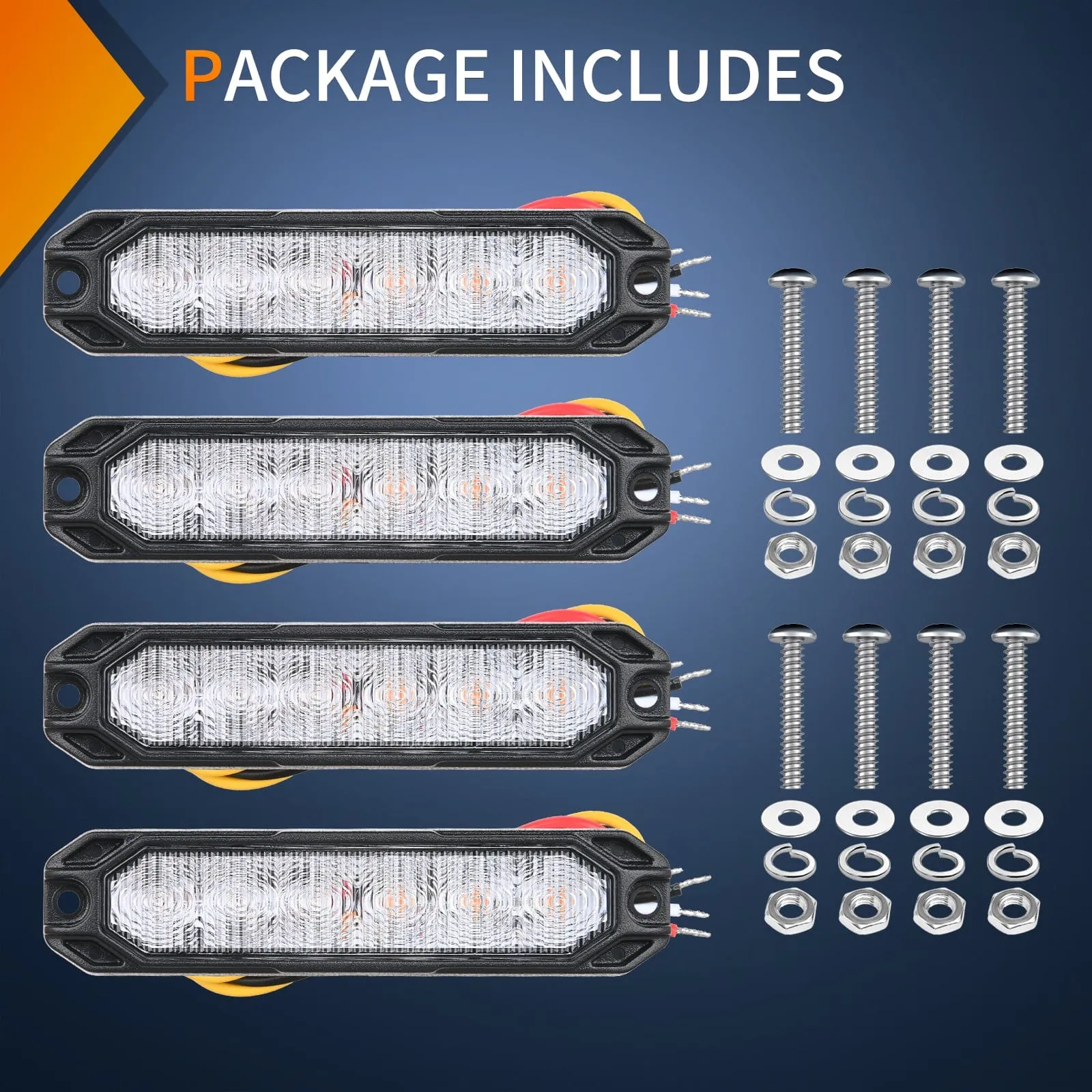 6LED Bule White Surface Mount Flashing Emergency Strobe lights 4 PCS
