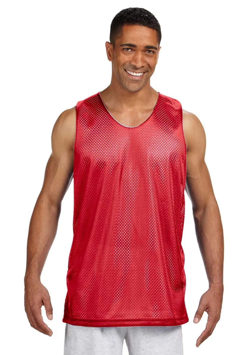 A4 Mens Reversible Mesh Moisture Wicking Tank Top - Scarlet Red