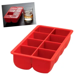Big Block Silicone Ice Cube Tray Large 2"X2" Red Party Bar Cocktails Drink Mold