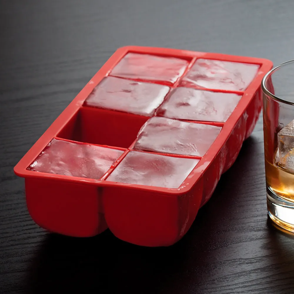 Big Block Silicone Ice Cube Tray Large 2"X2" Red Party Bar Cocktails Drink Mold