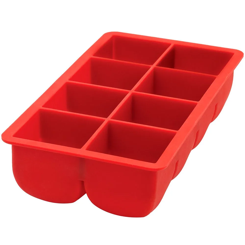 Big Block Silicone Ice Cube Tray Large 2"X2" Red Party Bar Cocktails Drink Mold