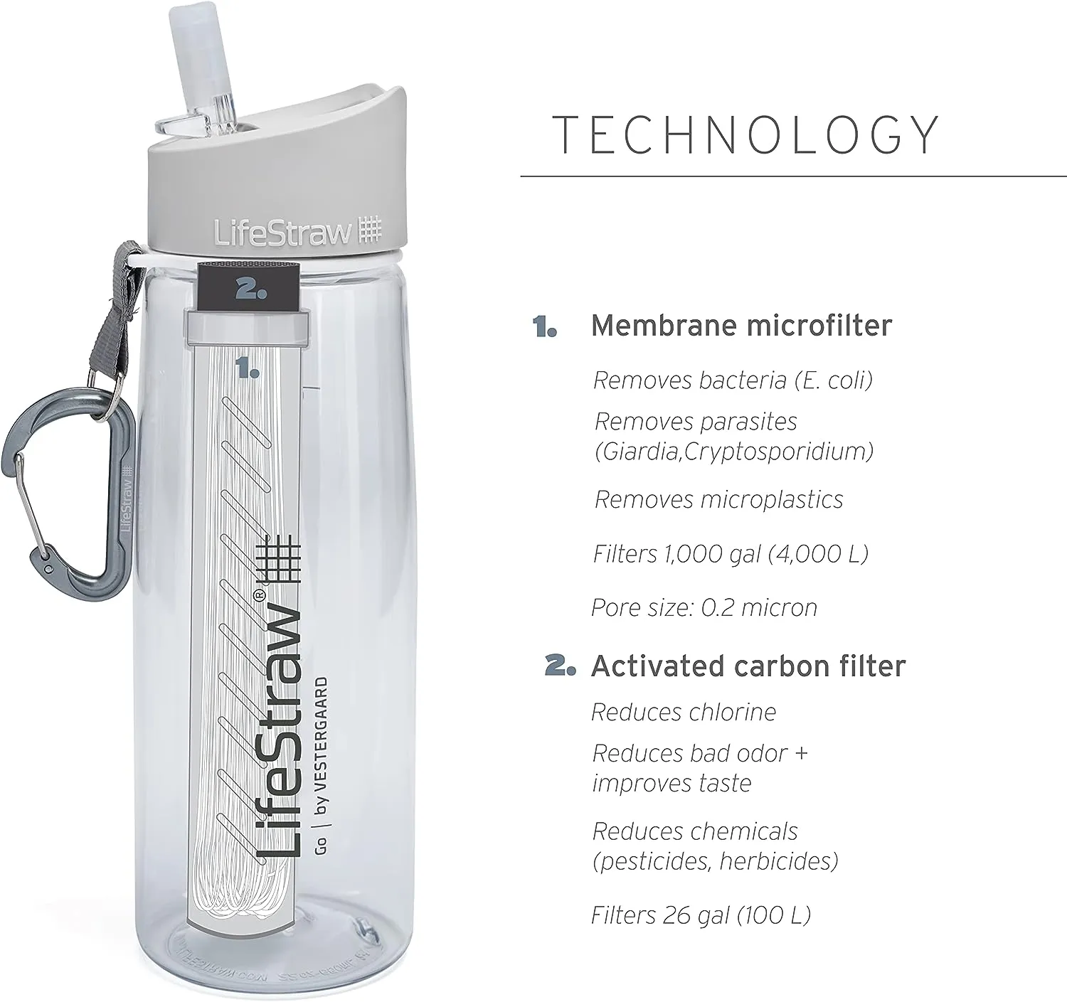 Bouteille Filtrante 2 tapes Bleu Sarcelle LifeStraw Go  | Camping | Fitnessterapy