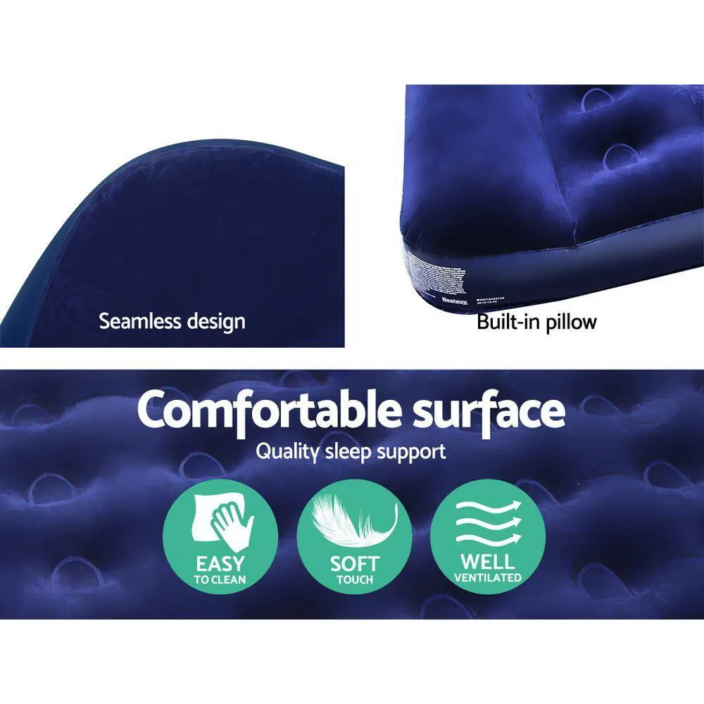 Camping Inflatable Air Bed Mattress - Built In Foot Pump - Single Size