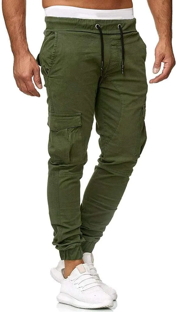 Cargo Pants for Men Big and Tall Pants Elastic Waist Trousers Mens Business Casual Pants Work Sports Cargo Pants Thin