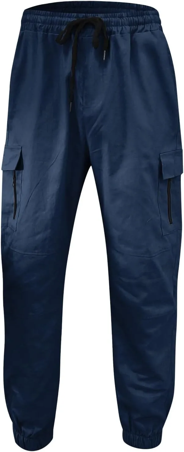 Cargo Pants for Men Work Work Pants Wild Drawstring Sports Jogger with Pockets Long Pants Men's Slim Fit Gym Running