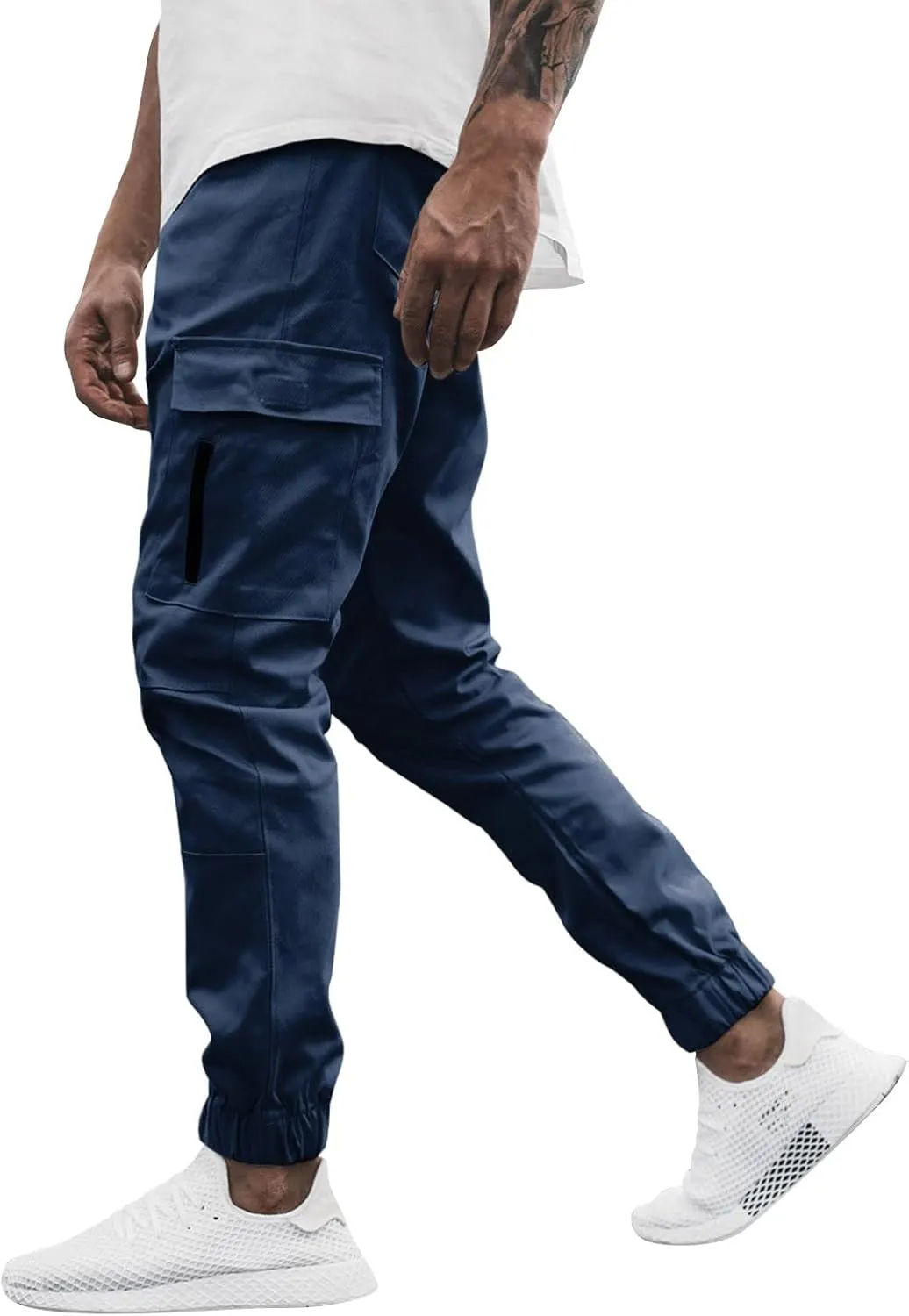 Cargo Pants for Men Work Work Pants Wild Drawstring Sports Jogger with Pockets Long Pants Men's Slim Fit Gym Running