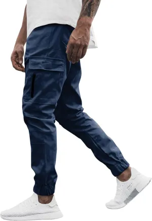 Cargo Pants for Men Work Work Pants Wild Drawstring Sports Jogger with Pockets Long Pants Men's Slim Fit Gym Running