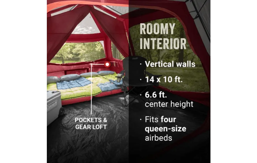 Coleman Skylodge 10-Person Instant Camping Tent With Weatherproof Screen Room - Blackberry