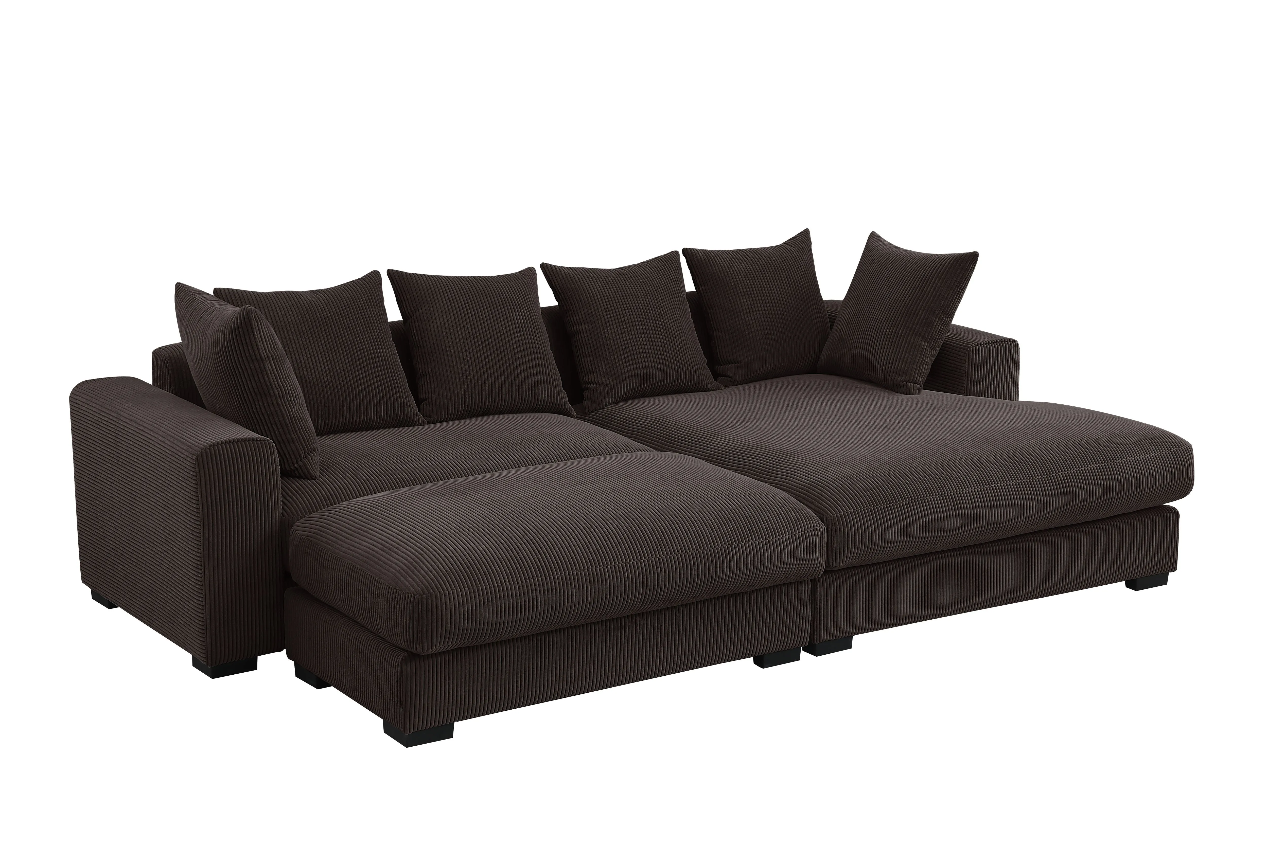 Couch.com Duke 4 Piece Upholstered Sectional Dark Brown, Modern Style, Fabric Construction, Dark Brown Finish by Couch.com