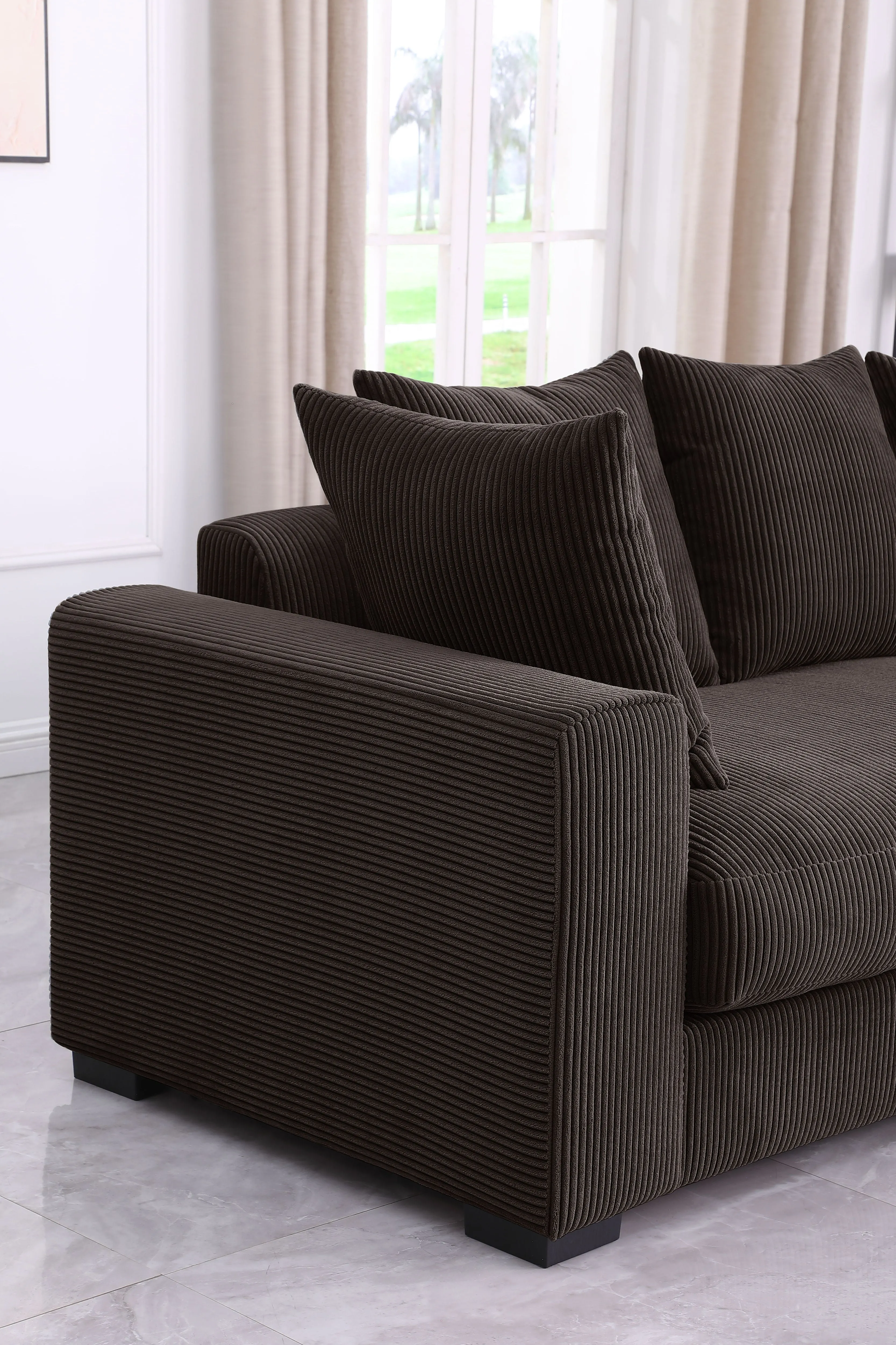 Couch.com Duke 4 Piece Upholstered Sectional Dark Brown, Modern Style, Fabric Construction, Dark Brown Finish by Couch.com