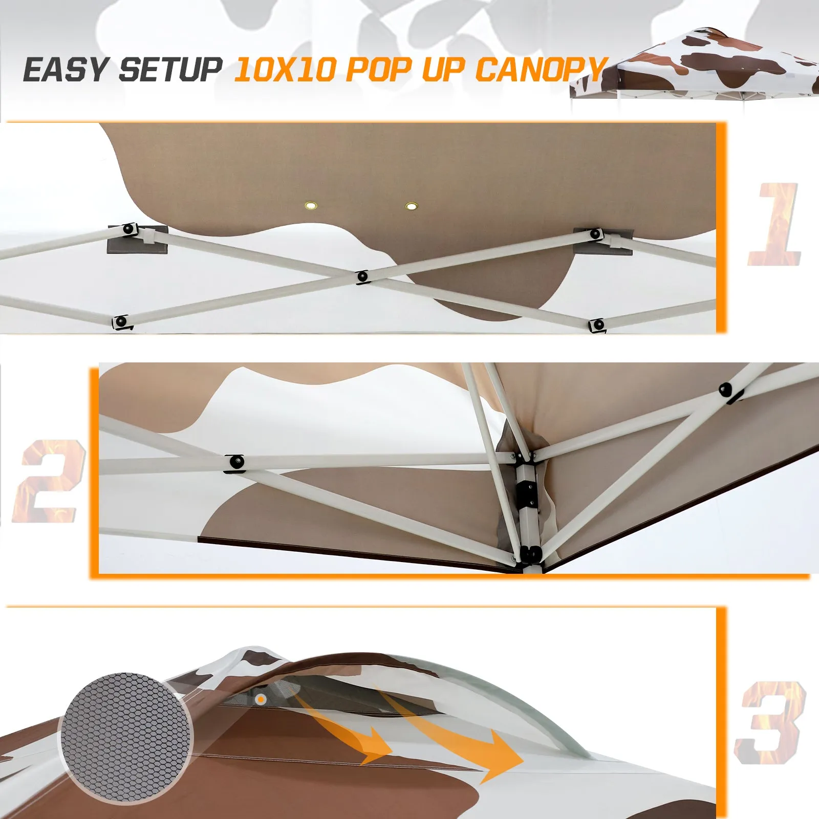 Easy Setup Straight Leg 10x10 Pop Up Canopy Tent Graphix Top w/ 100 sqft of Shade