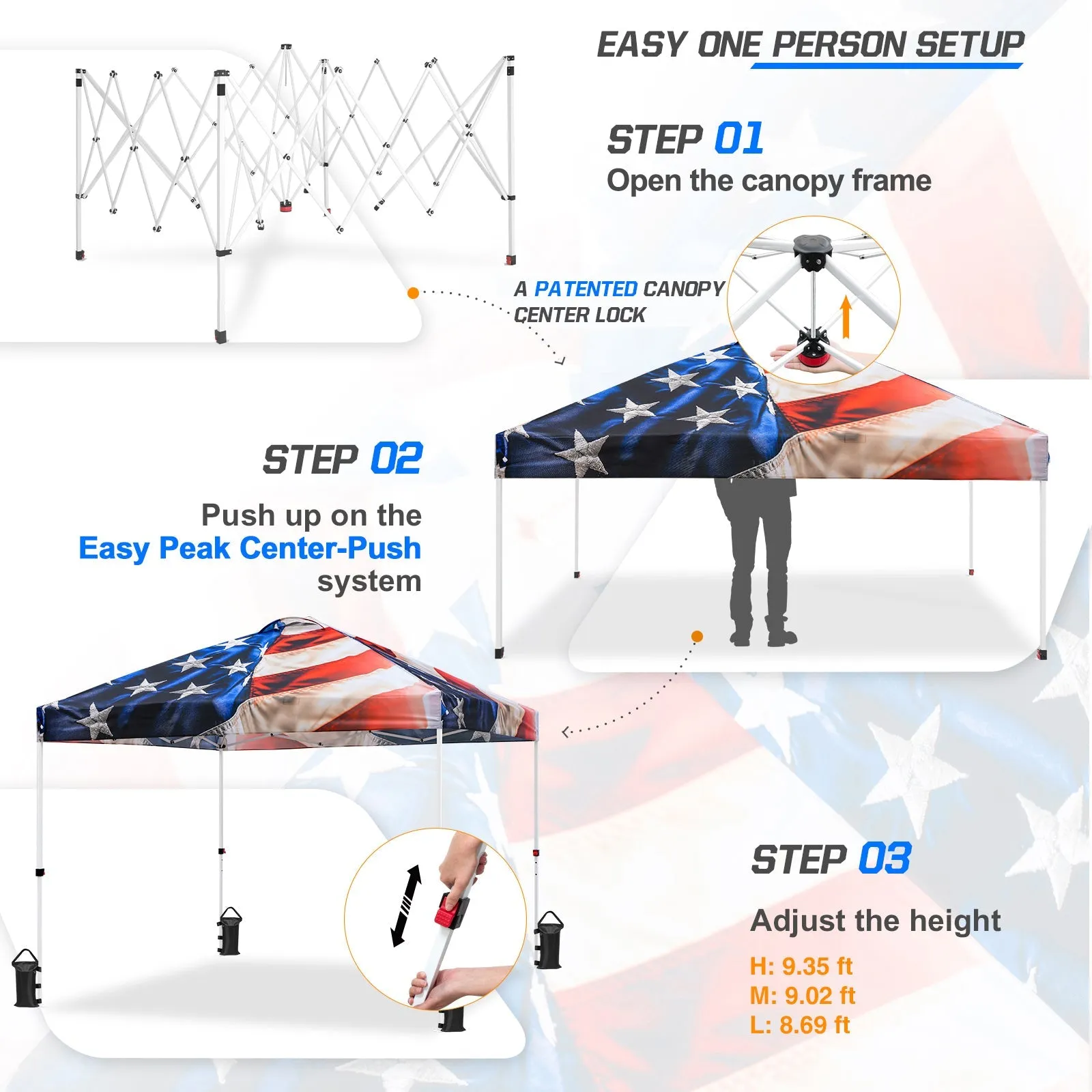 Easy Setup Straight Leg 10x10 Pop Up Canopy Tent Graphix Top w/ 100 sqft of Shade