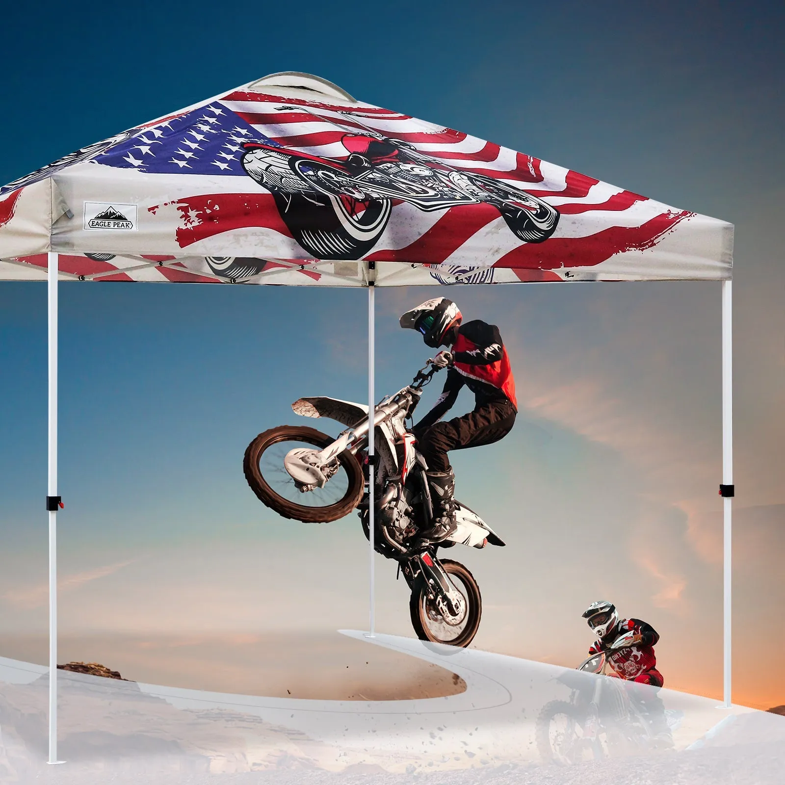 Easy Setup Straight Leg 10x10 Pop Up Canopy Tent Graphix Top w/ 100 sqft of Shade