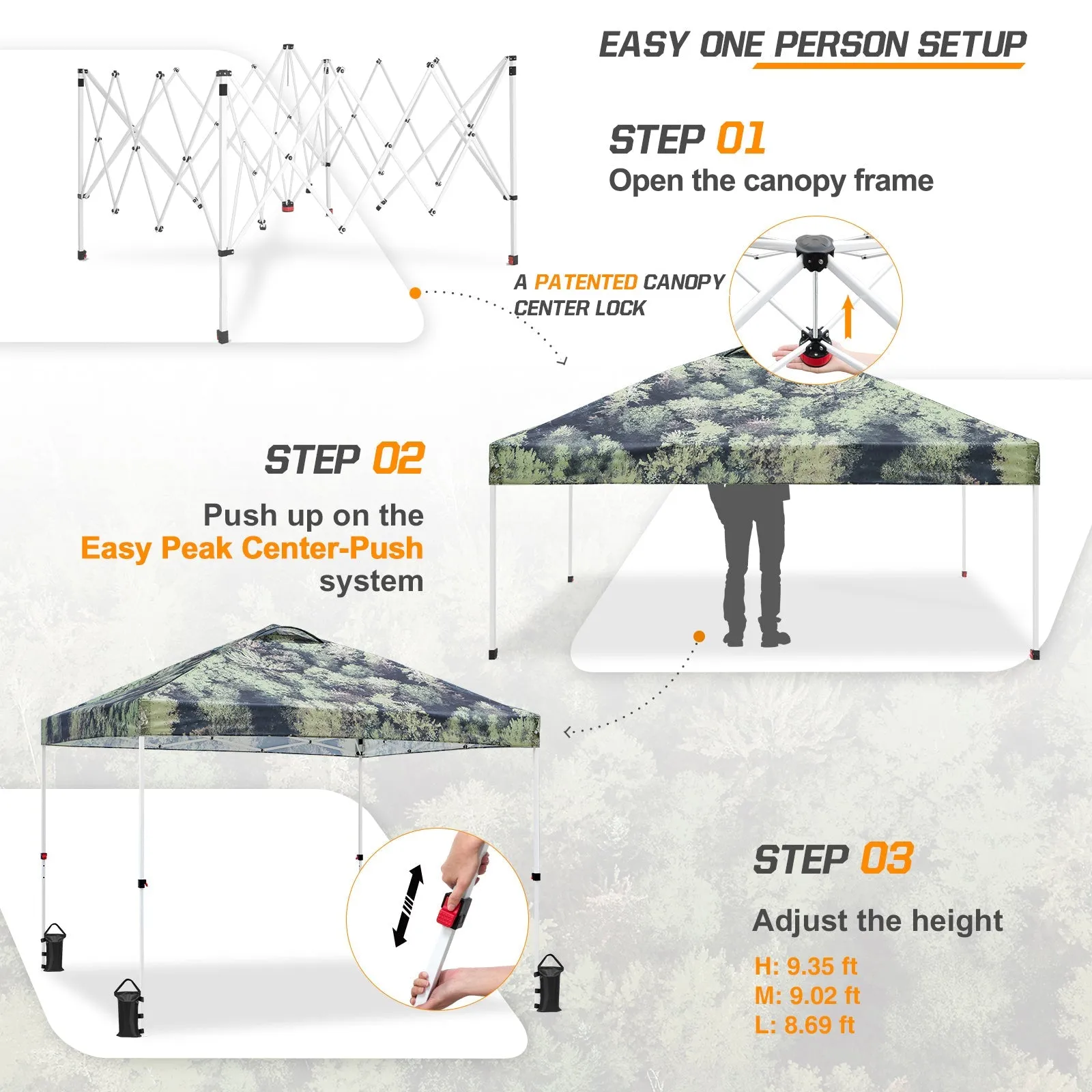Easy Setup Straight Leg 10x10 Pop Up Canopy Tent Graphix Top w/ 100 sqft of Shade