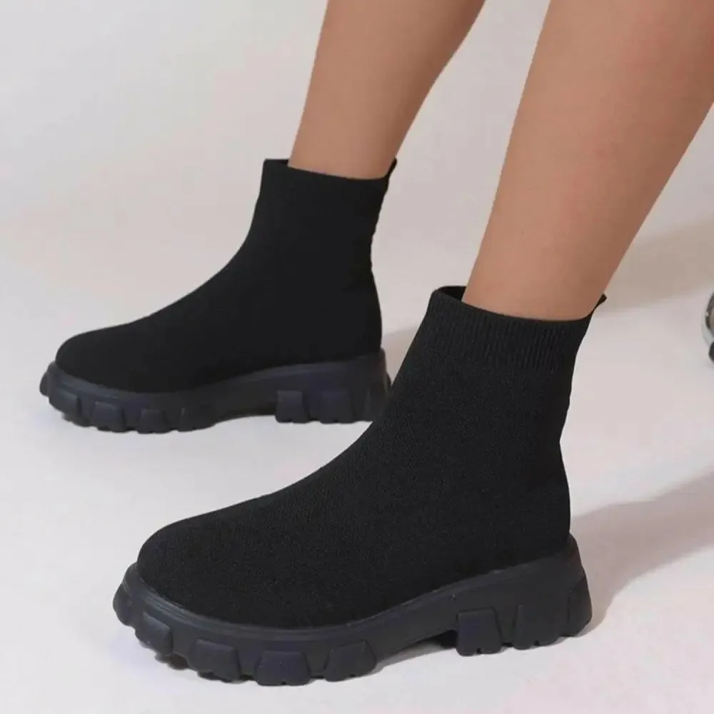 Elevate Your Style with Luxury Mesh Round Toe Platform Boots