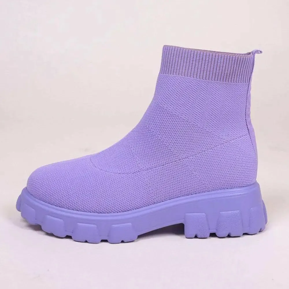 Elevate Your Style with Luxury Mesh Round Toe Platform Boots