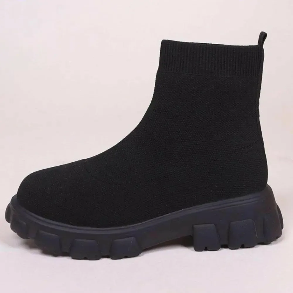 Elevate Your Style with Luxury Mesh Round Toe Platform Boots