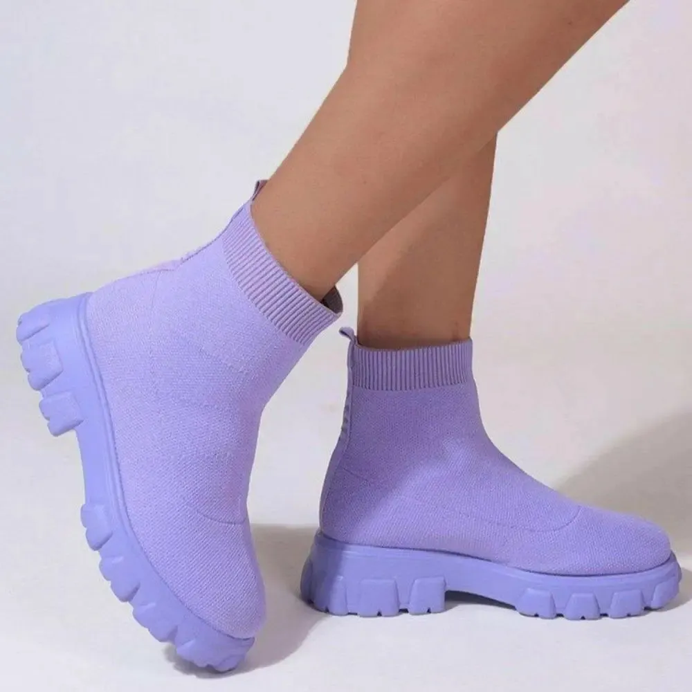 Elevate Your Style with Luxury Mesh Round Toe Platform Boots