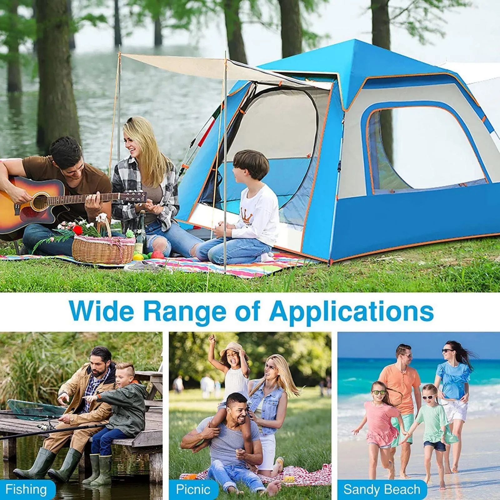 Instant Pop Up Tent for Hiking 2/3 Person Camping Tents, Waterproof Windproof Family Tent with Top Rainfly, Easy Set Up, Portable with Carry Bag, with UV Protection