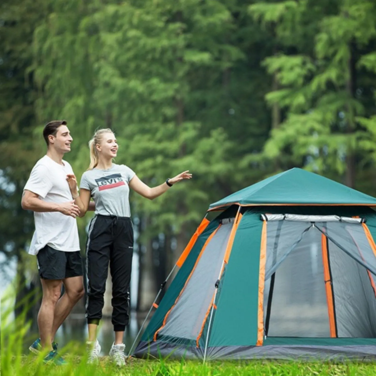 Instant Pop Up Tent for Hiking 2/3 Person Camping Tents, Waterproof Windproof Family Tent with Top Rainfly, Easy Set Up, Portable with Carry Bag, with UV Protection