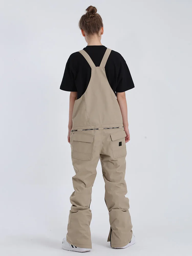 Men's Khaki Overalls Snowboard Ski Bibs Pants
