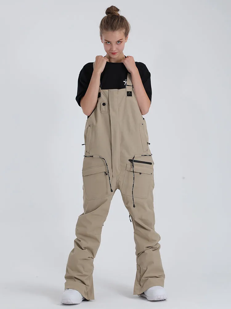 Men's Khaki Overalls Snowboard Ski Bibs Pants