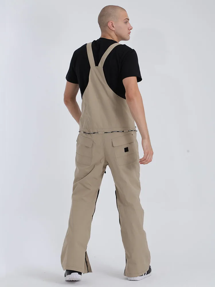 Men's Khaki Overalls Snowboard Ski Bibs Pants