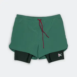 Mens Layered Pocketed Trail Shorts - Pine