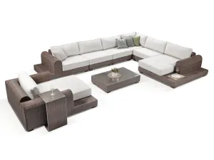 Milano Large Sunbrella Rattan Garden Corner Sofa Set *Pre Order*