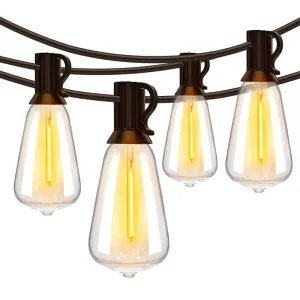 Ollny 50FT ST38 Warm White Outdoor Patio Lights (25 Bulbs, IP45 Waterproof, Connectable, 2200k)