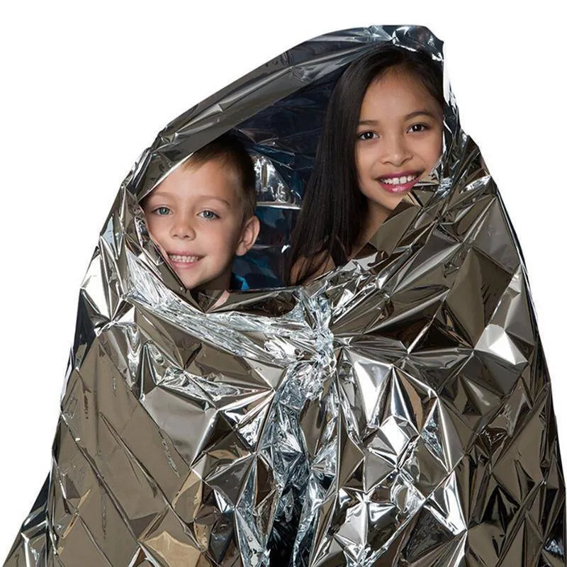 Pack of 10 - Large Emergency Survival Blankets 210x130cm, Outdoor Thermal Silver