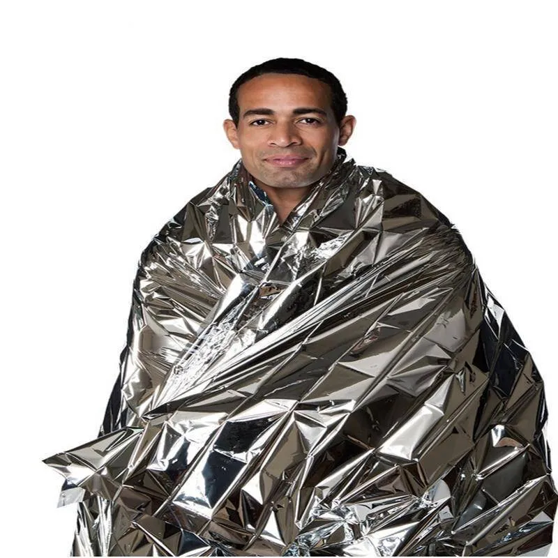 Pack of 10 - Large Emergency Survival Blankets 210x130cm, Outdoor Thermal Silver