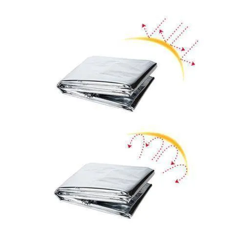 Pack of 10 - Large Emergency Survival Blankets 210x130cm, Outdoor Thermal Silver