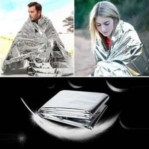 Pack of 10 - Large Emergency Survival Blankets 210x130cm, Outdoor Thermal Silver