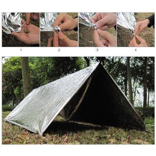 Pack of 10 - Large Emergency Survival Blankets 210x130cm, Outdoor Thermal Silver