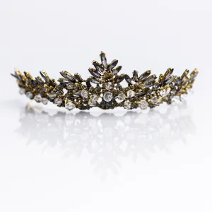Petra's Tiara in Black With White Crystals