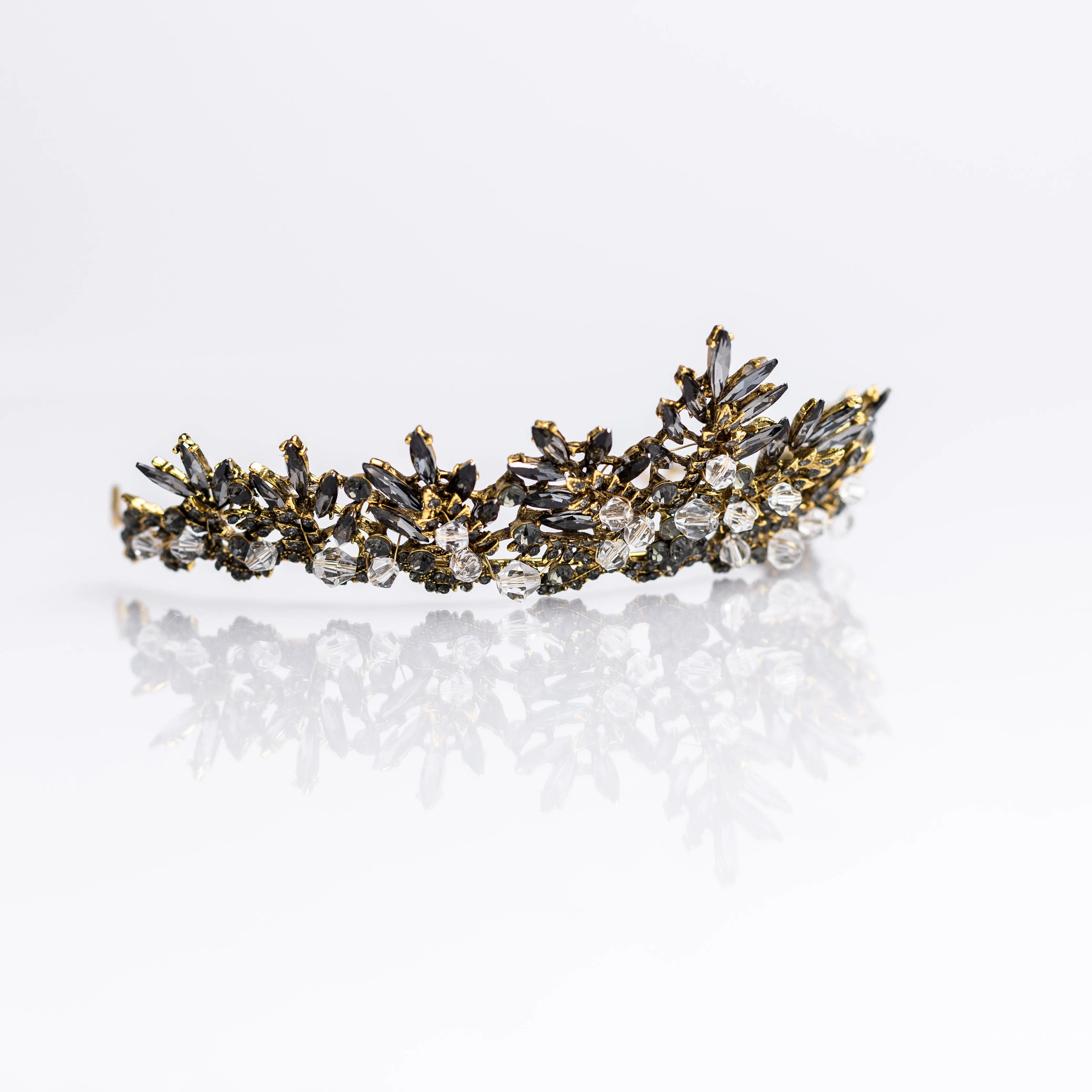 Petra's Tiara in Black With White Crystals