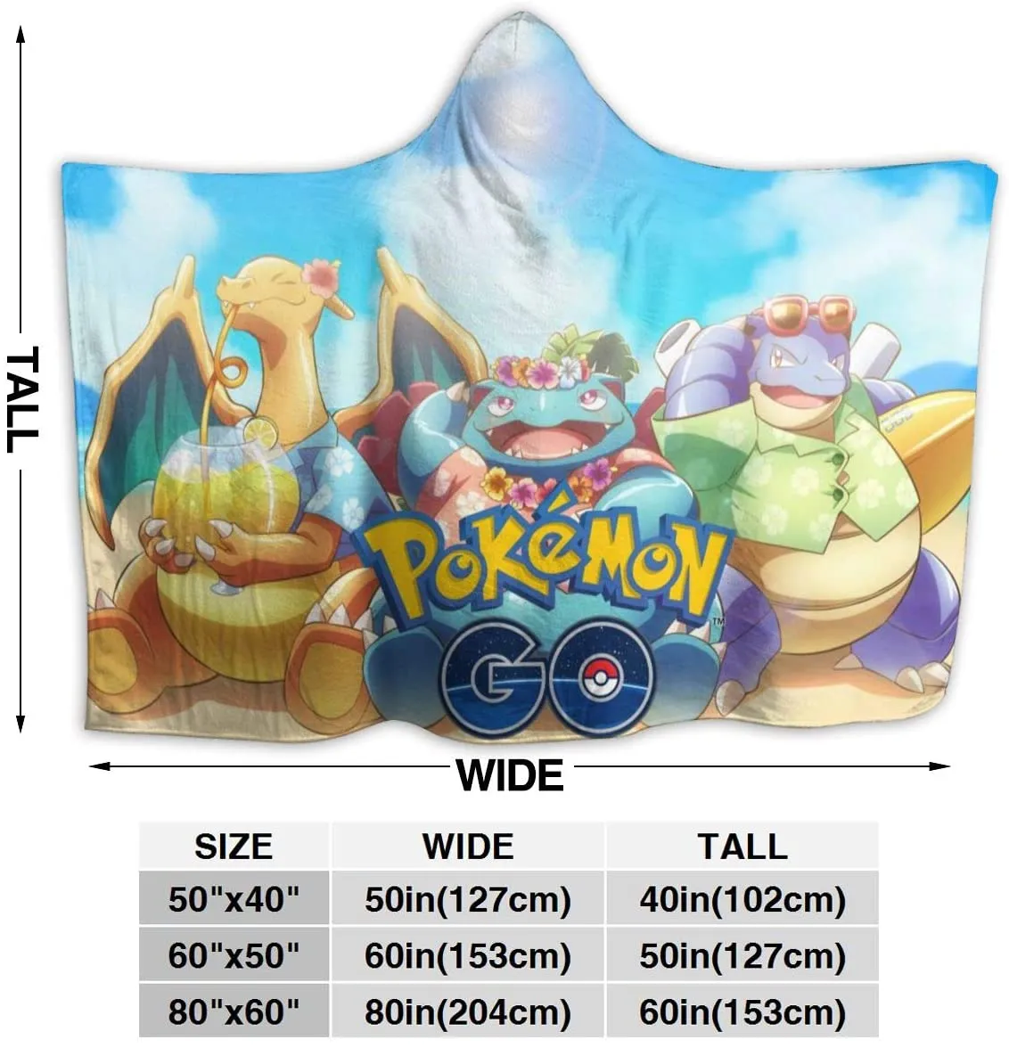 Pokemon Hooded Blankets - Anti-Pilling Fleece Throw Blankets Cloak
