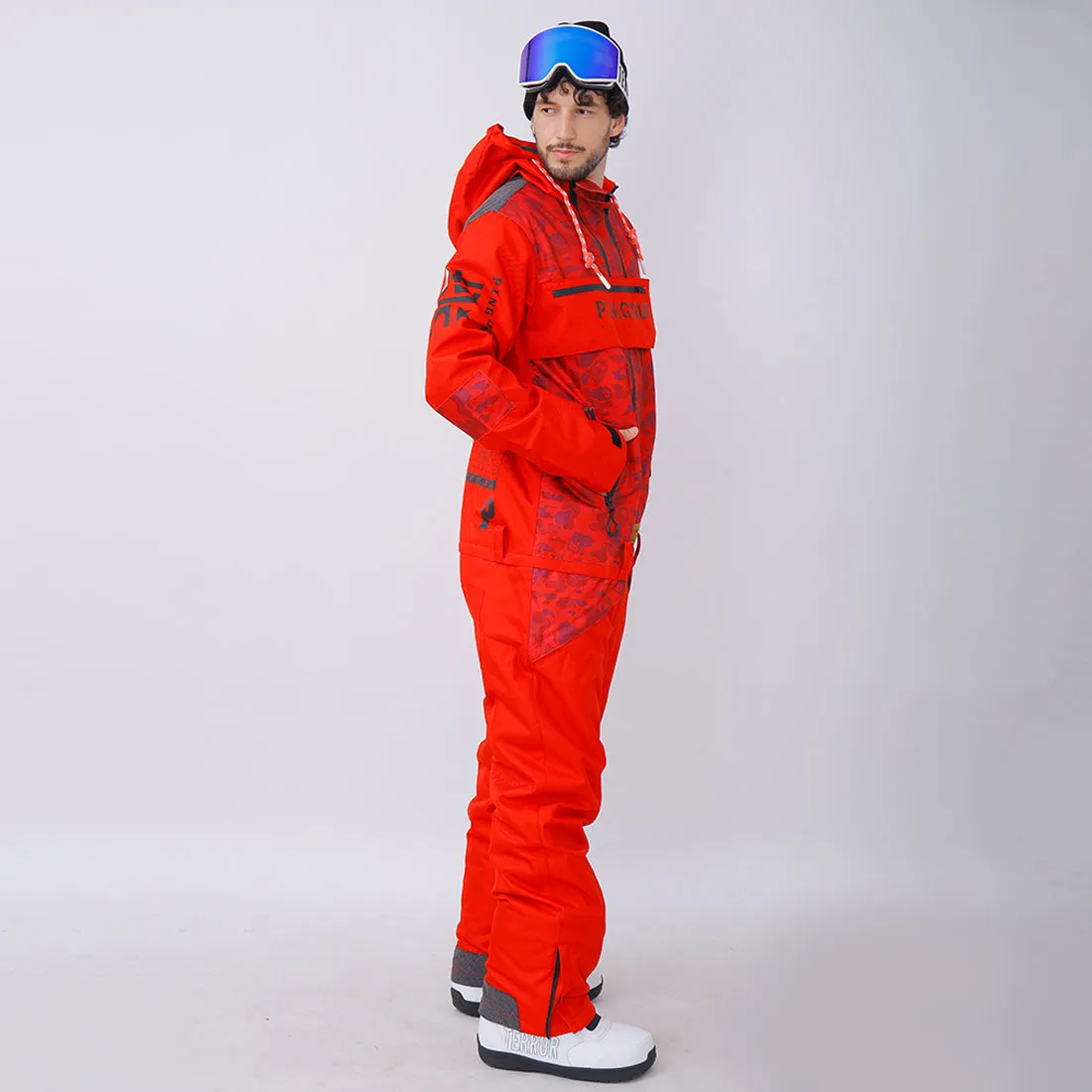 Snowverb Men's P-40 Fighter & Shark Conjoined One Piece Snowboard Suits