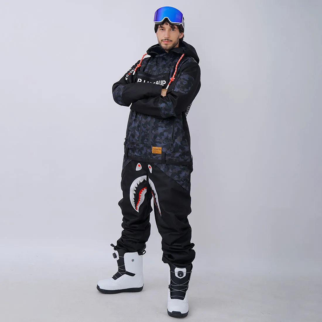Snowverb Men's P-40 Fighter & Shark Conjoined One Piece Snowboard Suits