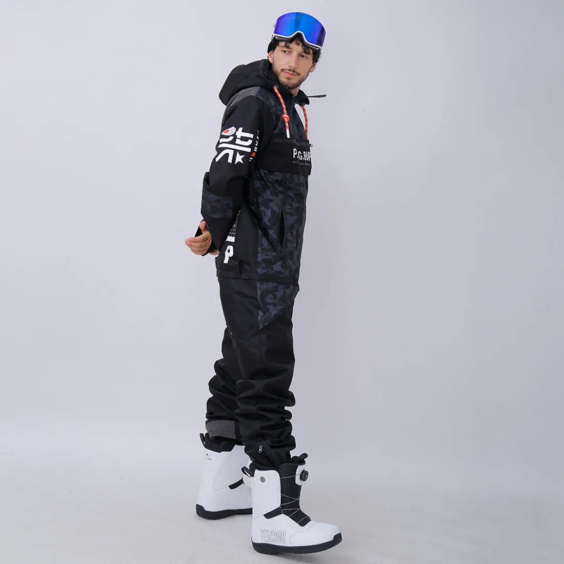 Snowverb Men's P-40 Fighter & Shark Conjoined One Piece Snowboard Suits