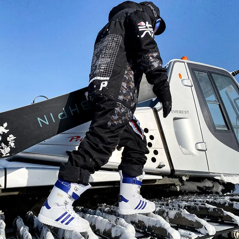 Snowverb Men's P-40 Fighter & Shark Conjoined One Piece Snowboard Suits