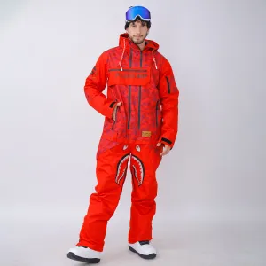 Snowverb Men's P-40 Fighter & Shark Conjoined One Piece Snowboard Suits