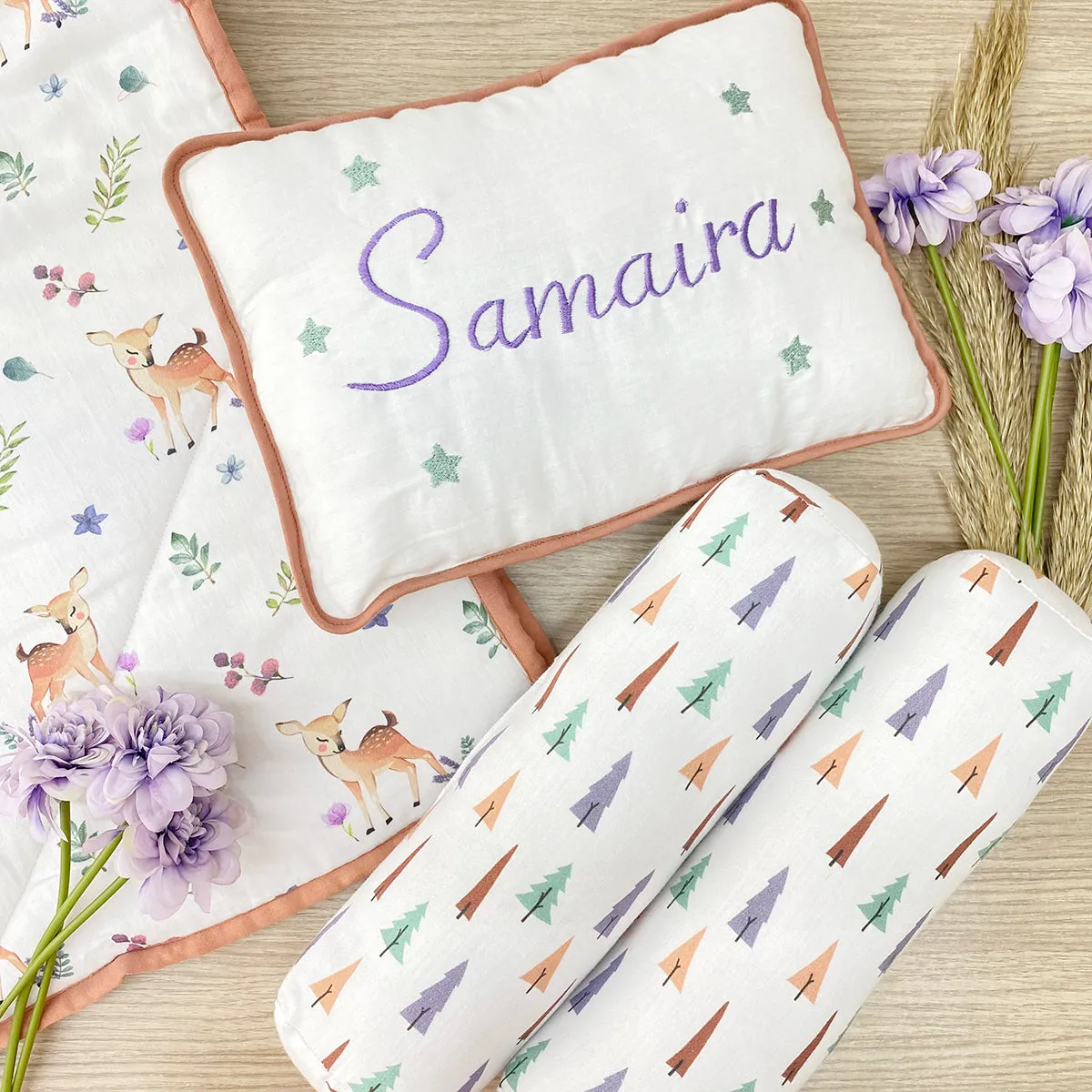 Tiny Snooze Organic Pillow & Bolsters- Trees