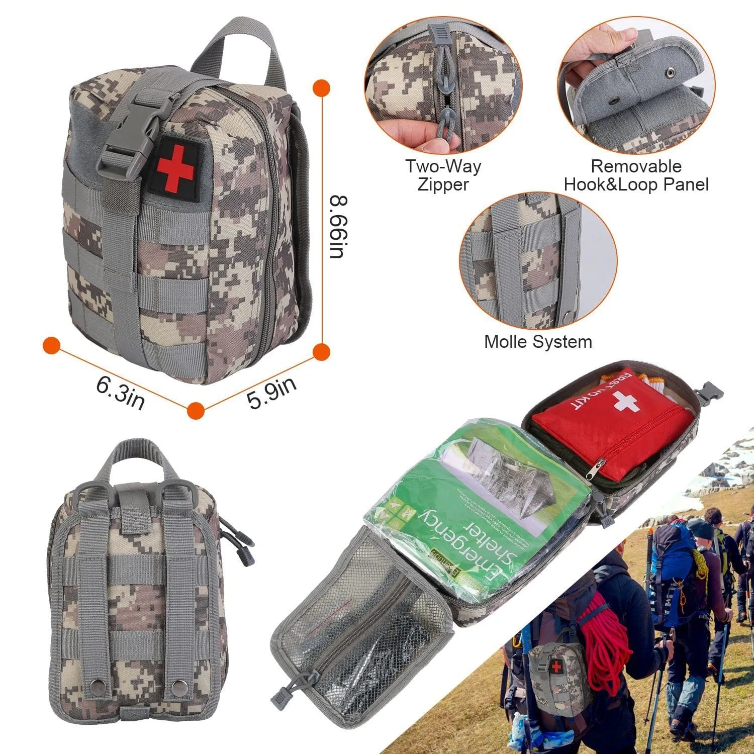 Ultimate Outdoor Survival Kit: 125pcs in One Pack - Emergency Survival Gear Tactical First Aid Kit Supplies For Outdoor Adventure Camping Hiking Hunting