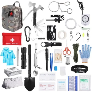 Ultimate Outdoor Survival Kit: 125pcs in One Pack - Emergency Survival Gear Tactical First Aid Kit Supplies For Outdoor Adventure Camping Hiking Hunting