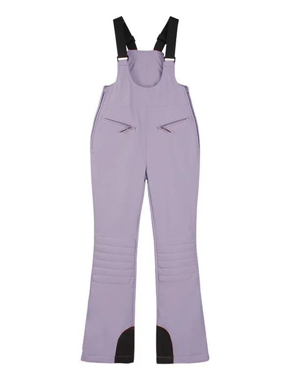 Women's Gsou Snow Elegant Stretch Flare Ski Bibs Pants