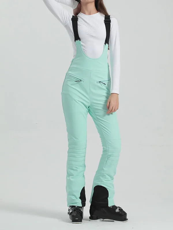 Women's Gsou Snow Elegant Stretch Flare Ski Bibs Pants